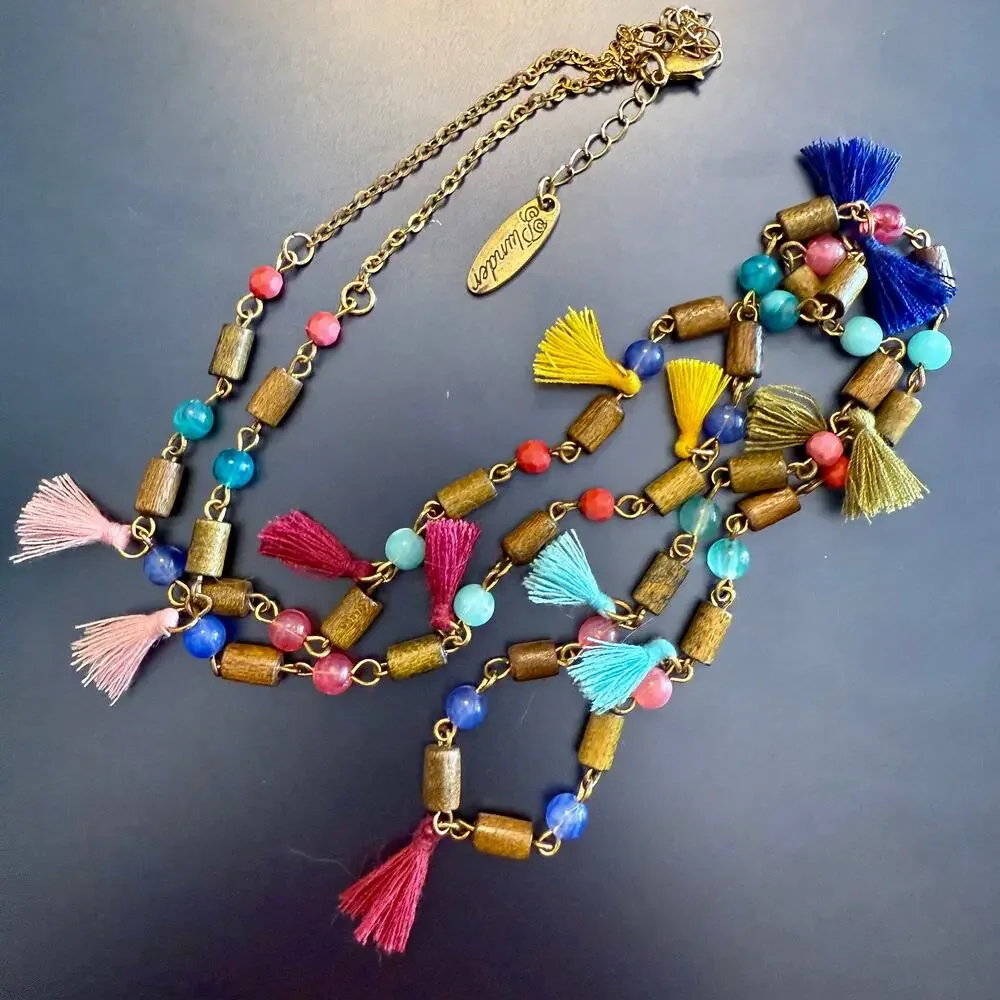 Plunder Designs Colorful Tassel Beaded Shayla Necklace